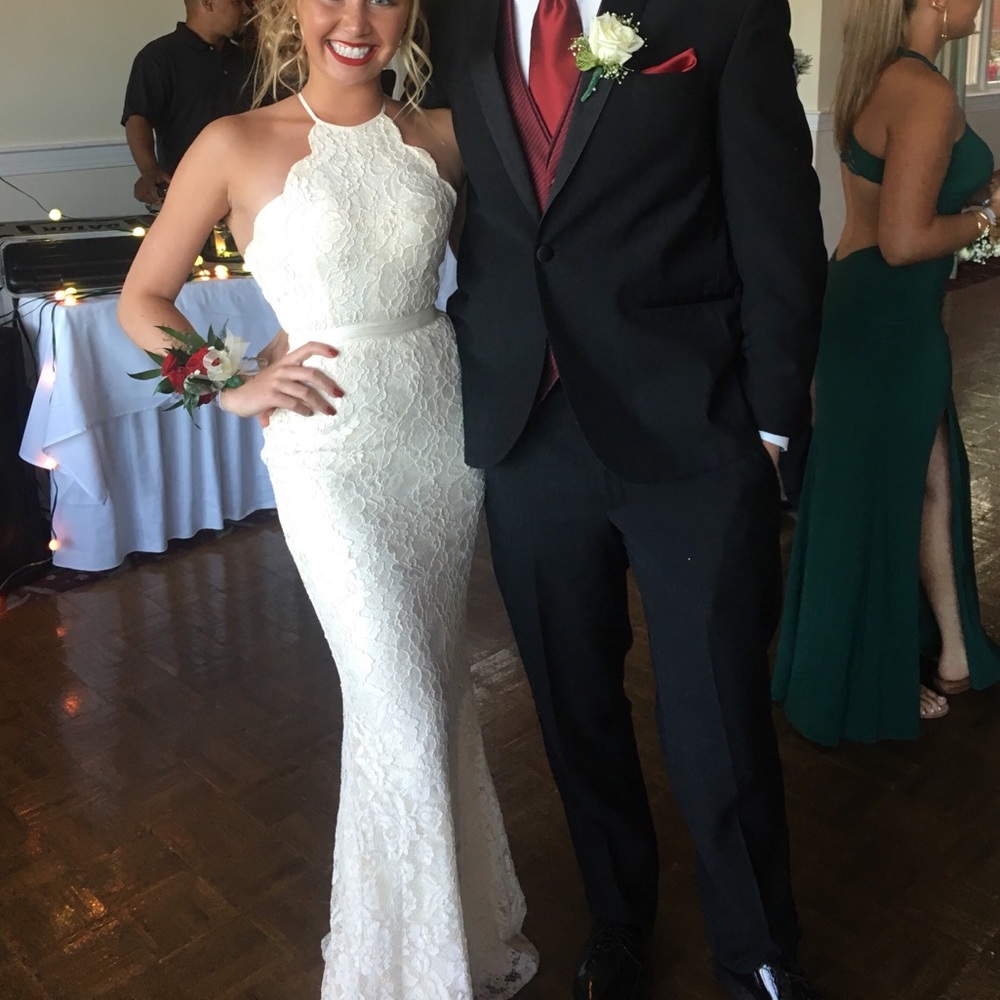 Cream white lace maxi dress